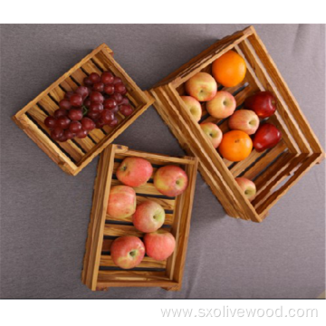 Olive Wood Fruit Crate Set Of 3